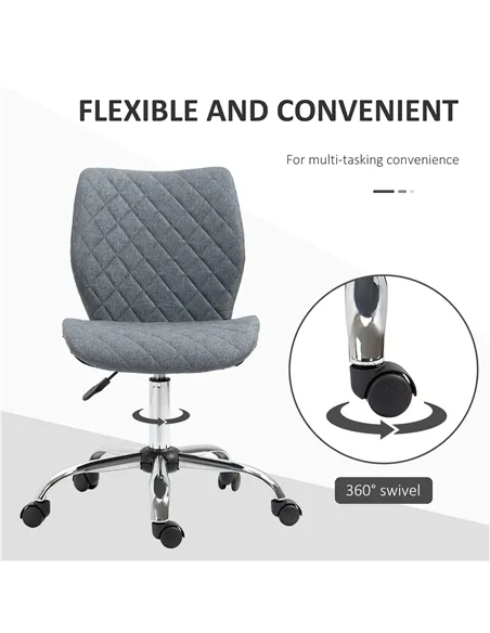 Vinsetto Armless Office Chair Adjustable Computer Chair Swivel Chair with Rolling Wheels and Linen Fabric Back Support for Home 