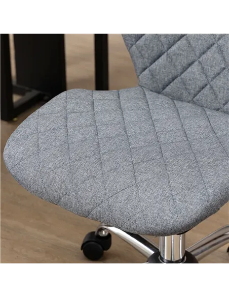 Vinsetto Armless Office Chair Adjustable Computer Chair Swivel Chair with Rolling Wheels and Linen Fabric Back Support for Home 