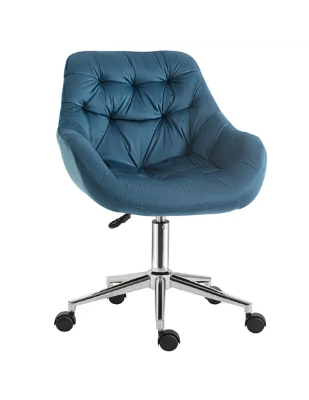Vinsetto Home Office Chair Velvet Ergonomic Computer Chair Comfy Desk Chair with Adjustable Height, Arm and Back Support, Blue