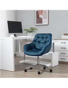 Vinsetto Home Office Chair Velvet Ergonomic Computer Chair Comfy Desk Chair with Adjustable Height, Arm and Back Support, Blue 2