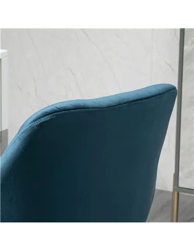 Vinsetto Home Office Chair Velvet Ergonomic Computer Chair Comfy Desk Chair with Adjustable Height, Arm and Back Support, Blue