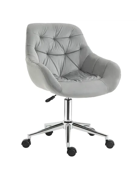 Vinsetto Home Office Chair Velvet Ergonomic Computer Chair Comfy Desk Chair with Adjustable Height, Arm and Back Support, Grey