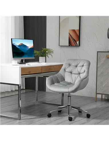 Vinsetto Home Office Chair Velvet Ergonomic Computer Chair Comfy Desk Chair with Adjustable Height, Arm and Back Support, Grey
