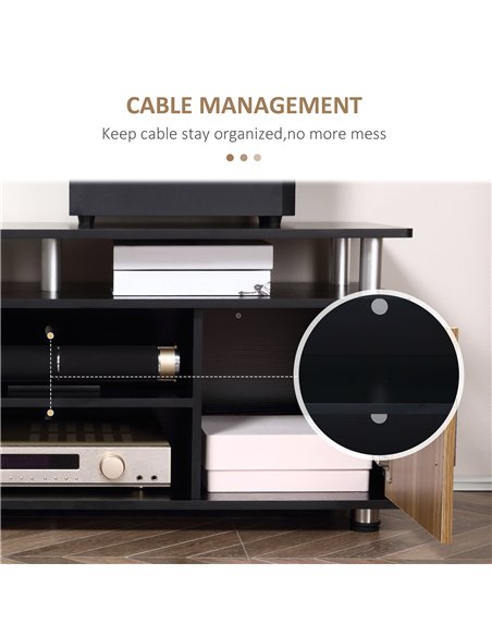 HOMCOM TV Cabinet Unit for TVs up to 50'' with Storage Shelf and Cupboards, Living Room Entertainment Center Media Console, Blac