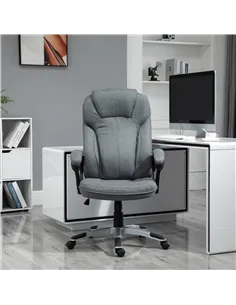 Vinsetto Office Chair, Linen Fabric Desk Chair, Height Adjustable Computer Chair with Padded Armrests, Swivel Wheels and Tilt Fu 2