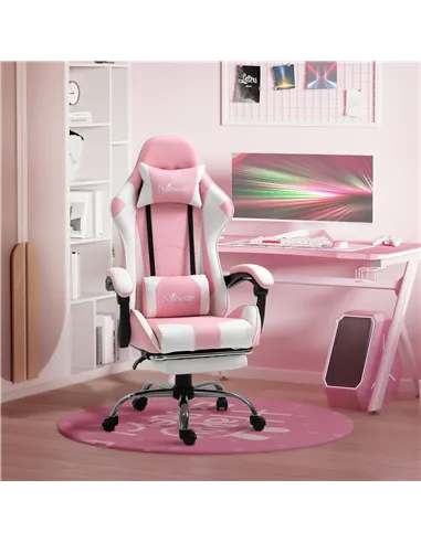 Vinsetto Ergonomic Gaming Chair, PU Leather Reclining Computer Chair with Footrest and Lumbar Support, Headrest and Adjustable H
