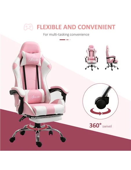 Vinsetto Ergonomic Gaming Chair, PU Leather Reclining Computer Chair with Footrest and Lumbar Support, Headrest and Adjustable H