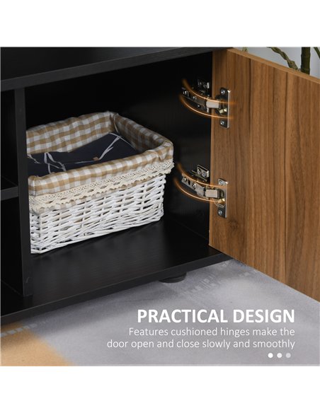 HOMCOM TV Cabinet Unit for TVs up to 50'' with Storage Shelf and Cupboards, Living Room Entertainment Center Media Console, Blac