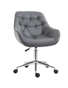 Vinsetto Home Office Chair Velvet Ergonomic Computer Chair Comfy Desk Chair with Adjustable Height, Arm and Back Support, Dark G