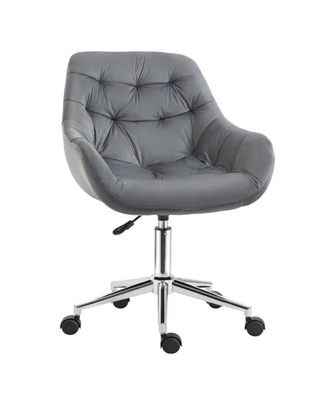 Vinsetto Home Office Chair Velvet Ergonomic Computer Chair Comfy Desk Chair with Adjustable Height, Arm and Back Support, Dark G