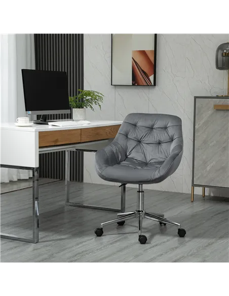 Vinsetto Home Office Chair Velvet Ergonomic Computer Chair Comfy Desk Chair with Adjustable Height, Arm and Back Support, Dark G