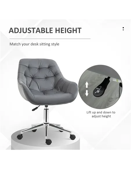 Vinsetto Home Office Chair Velvet Ergonomic Computer Chair Comfy Desk Chair with Adjustable Height, Arm and Back Support, Dark G