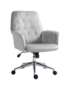 Vinsetto Linen Computer Chair with Armrest, Modern Swivel Chair with Adjustable Height, Light Grey