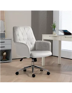 Vinsetto Linen Computer Chair with Armrest, Modern Swivel Chair with Adjustable Height, Light Grey 2