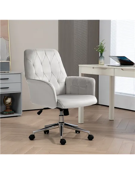 Vinsetto Linen Computer Chair with Armrest, Modern Swivel Chair with Adjustable Height, Light Grey