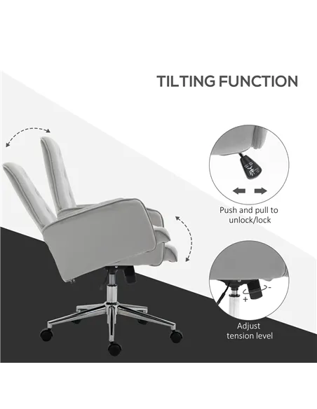 Vinsetto Linen Computer Chair with Armrest, Modern Swivel Chair with Adjustable Height, Light Grey
