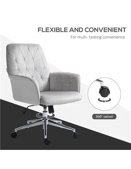 Vinsetto Linen Computer Chair with Armrest, Modern Swivel Chair with Adjustable Height, Light Grey