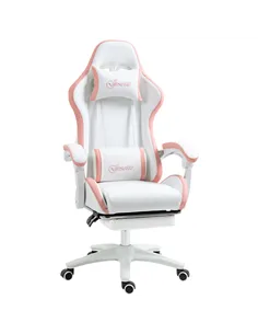 Vinsetto Computer Gaming Chair, PU Leather Office Desk Chair with Footrest, Swivel Wheels, 135° Reclining Back, Lumbar Support, 
