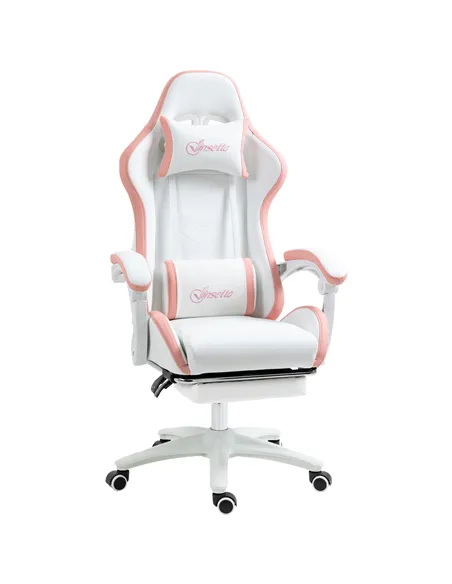 Vinsetto Computer Gaming Chair, PU Leather Office Desk Chair with Footrest, Swivel Wheels, 135° Reclining Back, Lumbar Support, 