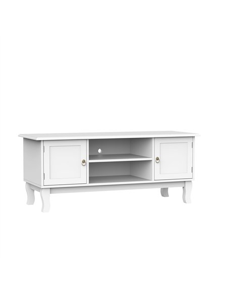 HOMCOM TV Unit up to 55", 2 Doors TV Cabinet with Open Storage Shelves and Cable Management for Living Room, Bedroom, Entertainm