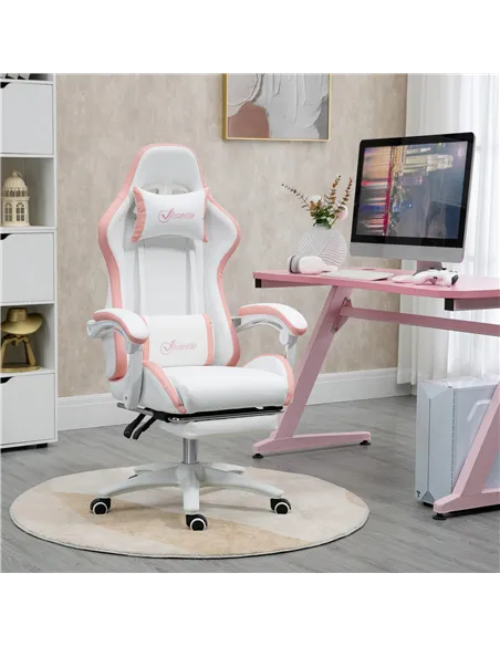 Vinsetto Computer Gaming Chair, PU Leather Office Desk Chair with Footrest, Swivel Wheels, 135° Reclining Back, Lumbar Support, 