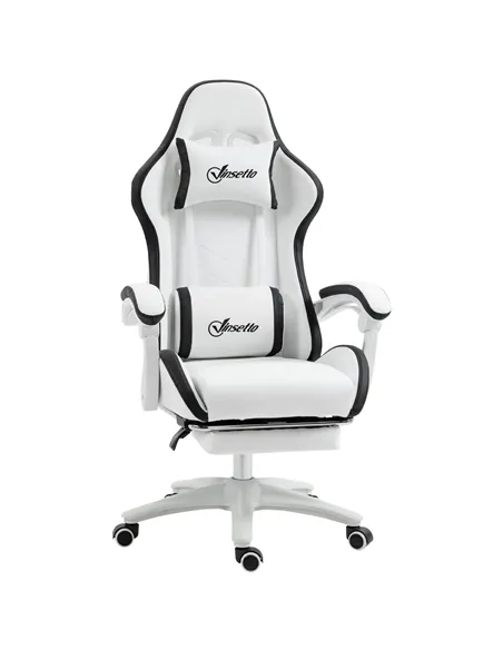 Vinsetto Computer Gaming Chair, PU Leather Office Desk Chair with Footrest, Swivel Wheels, 135° Reclining Back, Lumbar Support, 