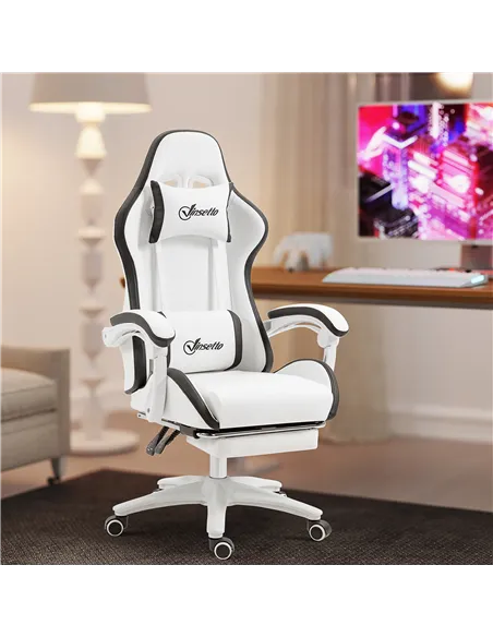 Vinsetto Computer Gaming Chair, PU Leather Office Desk Chair with Footrest, Swivel Wheels, 135° Reclining Back, Lumbar Support, 