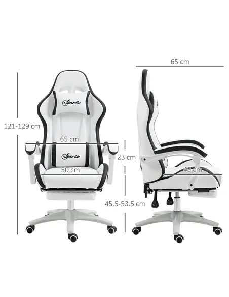 Vinsetto Computer Gaming Chair, PU Leather Office Desk Chair with Footrest, Swivel Wheels, 135° Reclining Back, Lumbar Support, 