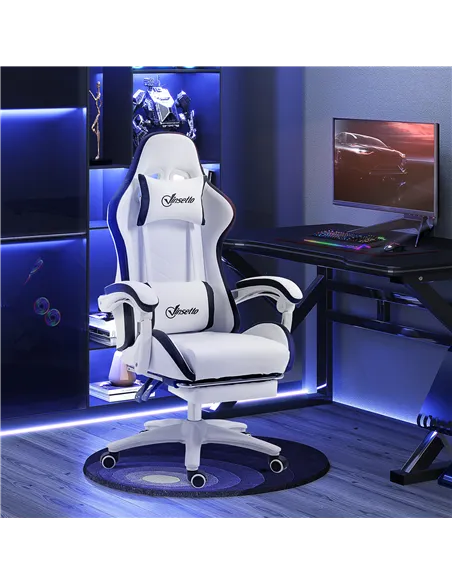Vinsetto Computer Gaming Chair, PU Leather Office Desk Chair with Footrest, Swivel Wheels, 135° Reclining Back, Lumbar Support, 