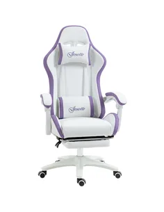 Vinsetto Computer Gaming Chair, PU Leather Office Desk Chair with Footrest, Swivel Wheels, 135° Reclining Back, Lumbar Support, 