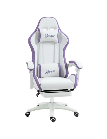 Vinsetto Computer Gaming Chair, PU Leather Office Desk Chair with Footrest, Swivel Wheels, 135° Reclining Back, Lumbar Support, 