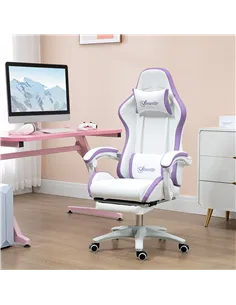 Vinsetto Computer Gaming Chair, PU Leather Office Desk Chair with Footrest, Swivel Wheels, 135° Reclining Back, Lumbar Support,  2