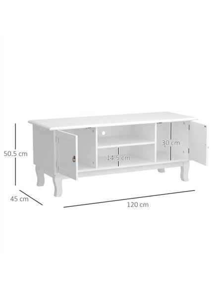 HOMCOM TV Unit up to 55", 2 Doors TV Cabinet with Open Storage Shelves and Cable Management for Living Room, Bedroom, Entertainm