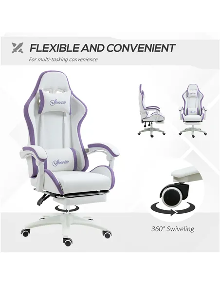 Vinsetto Computer Gaming Chair, PU Leather Office Desk Chair with Footrest, Swivel Wheels, 135° Reclining Back, Lumbar Support, 