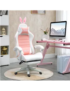 Vinsetto Racing Gaming Chair, Reclining PU Leather Computer Chair with Removable Rabbit Ears, Footrest, Headrest and Lumber Supp 2