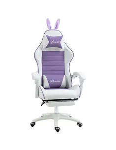 Vinsetto Racing Gaming Chair, Reclining PU Leather Computer Chair with Removable Rabbit Ears, Footrest, Headrest and Lumber Supp