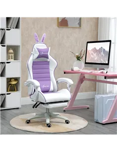 Vinsetto Racing Gaming Chair, Reclining PU Leather Computer Chair with Removable Rabbit Ears, Footrest, Headrest and Lumber Supp 2