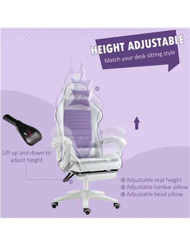 Vinsetto Racing Gaming Chair, Reclining PU Leather Computer Chair with Removable Rabbit Ears, Footrest, Headrest and Lumber Supp