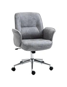 Vinsetto Swivel Computer Office Chair Mid Back Desk Chair for Home Study Bedroom, Light Grey