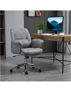 Vinsetto Swivel Computer Office Chair Mid Back Desk Chair for Home Study Bedroom, Light Grey 2