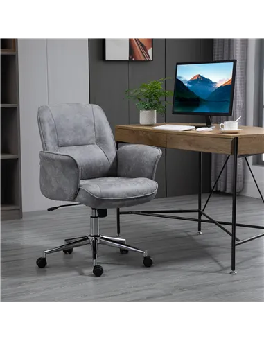 Vinsetto Swivel Computer Office Chair Mid Back Desk Chair for Home Study Bedroom, Light Grey