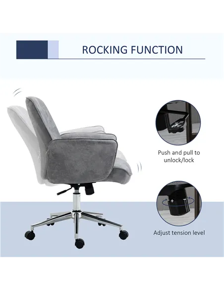 Vinsetto Swivel Computer Office Chair Mid Back Desk Chair for Home Study Bedroom, Light Grey