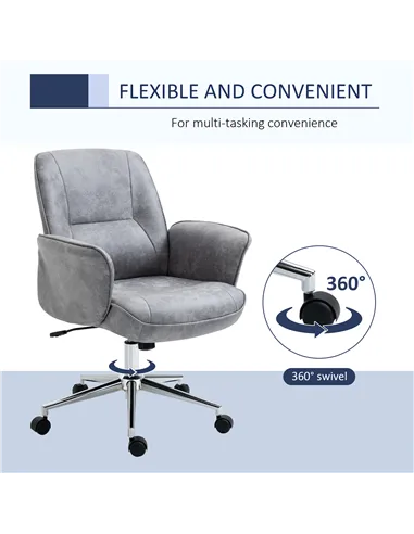 Vinsetto Swivel Computer Office Chair Mid Back Desk Chair for Home Study Bedroom, Light Grey