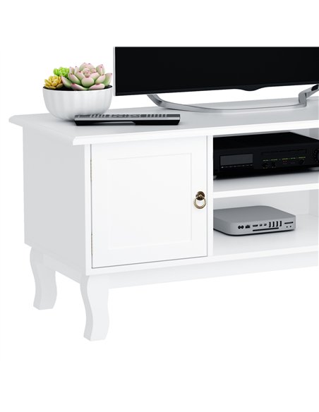 HOMCOM TV Unit up to 55", 2 Doors TV Cabinet with Open Storage Shelves and Cable Management for Living Room, Bedroom, Entertainm