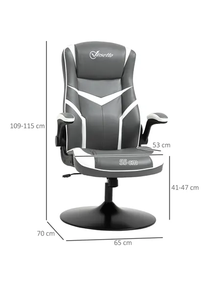 Vinsetto Gaming Chair Ergonomic Computer Chair with Adjustable Height Pedestal Base, Home Office Desk Chair PVC Leather Exclusiv