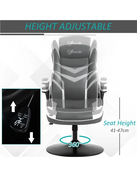 Vinsetto Gaming Chair Ergonomic Computer Chair with Adjustable Height Pedestal Base, Home Office Desk Chair PVC Leather Exclusiv