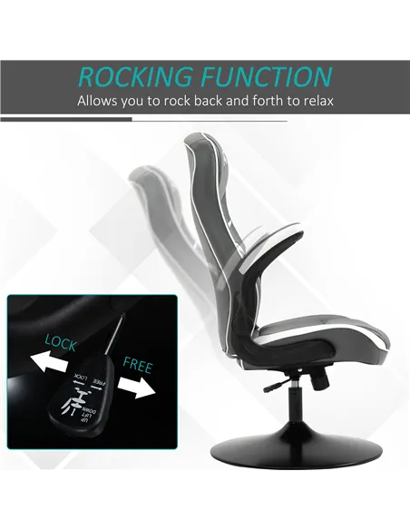 Vinsetto Gaming Chair Ergonomic Computer Chair with Adjustable Height Pedestal Base, Home Office Desk Chair PVC Leather Exclusiv