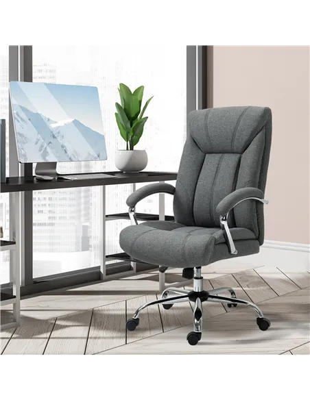 Vinsetto  Office Chair, Fabric Desk Chair, Padded Executive Chair with Adjustable Height, Swivel Wheels, Metal Star Base, Grey