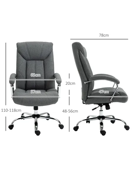 Vinsetto  Office Chair, Fabric Desk Chair, Padded Executive Chair with Adjustable Height, Swivel Wheels, Metal Star Base, Grey