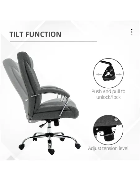 Vinsetto  Office Chair, Fabric Desk Chair, Padded Executive Chair with Adjustable Height, Swivel Wheels, Metal Star Base, Grey